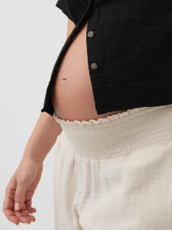 Maternity Cotton Gauze Full Panel Pants