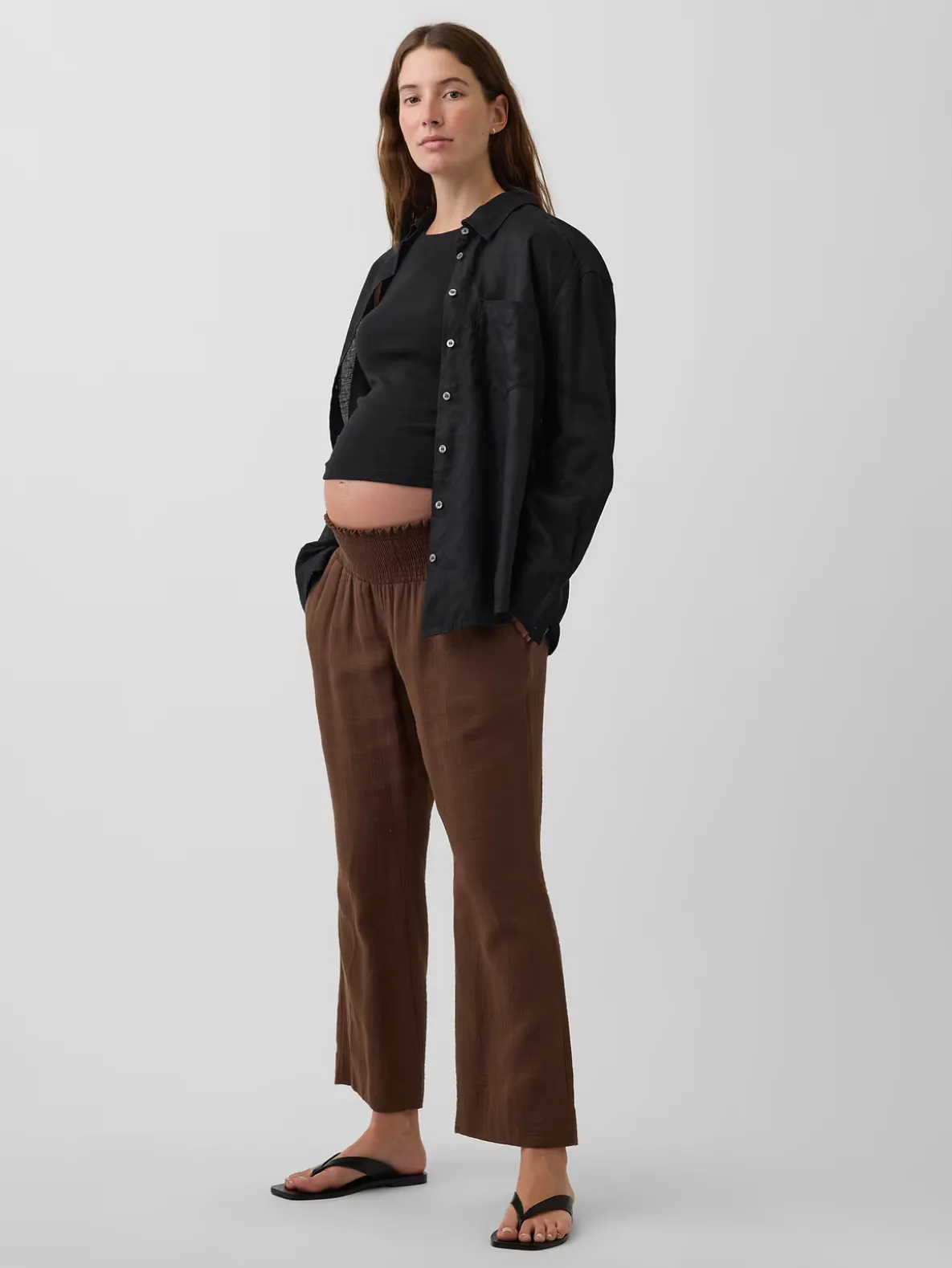 Maternity Cotton Gauze Full Panel Pants