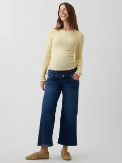 Maternity Full Panel Stride Wide-Leg Jeans
