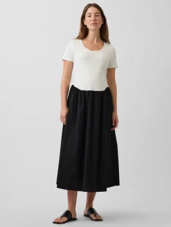 Maternity Mixed Media Drop-Waist Dress