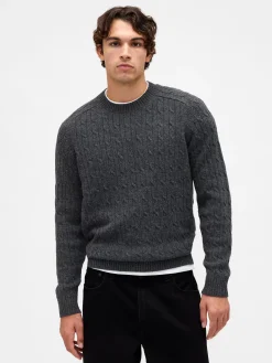 Merino Wool-Blend Cable-Knit Sweater