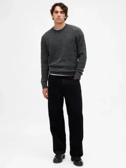 Merino Wool-Blend Cable-Knit Sweater