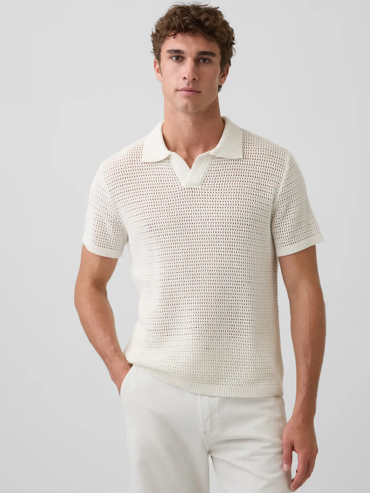 Mesh Polo Sweater
