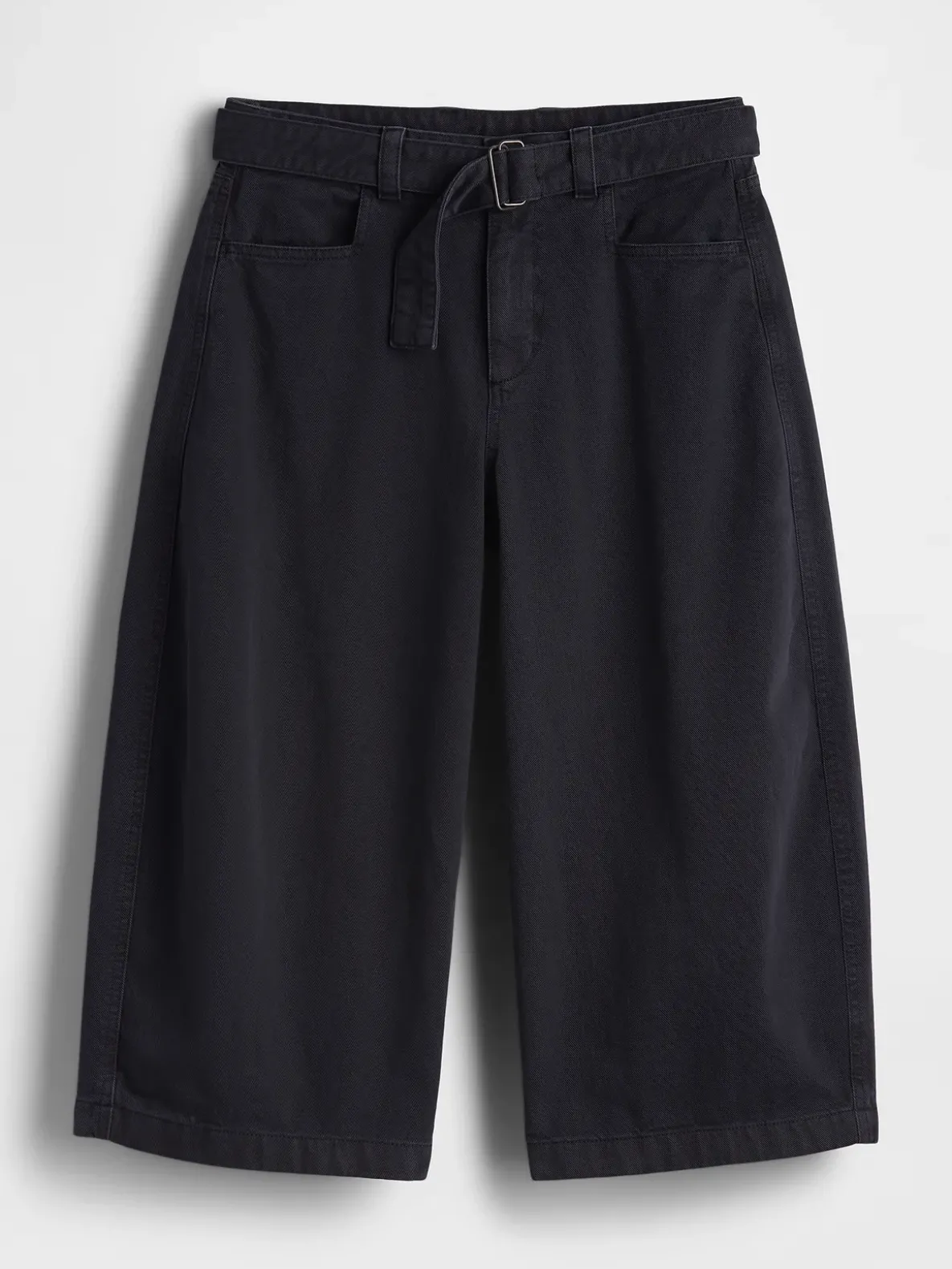 Mid Rise Belted Culotte Barrel Pants
