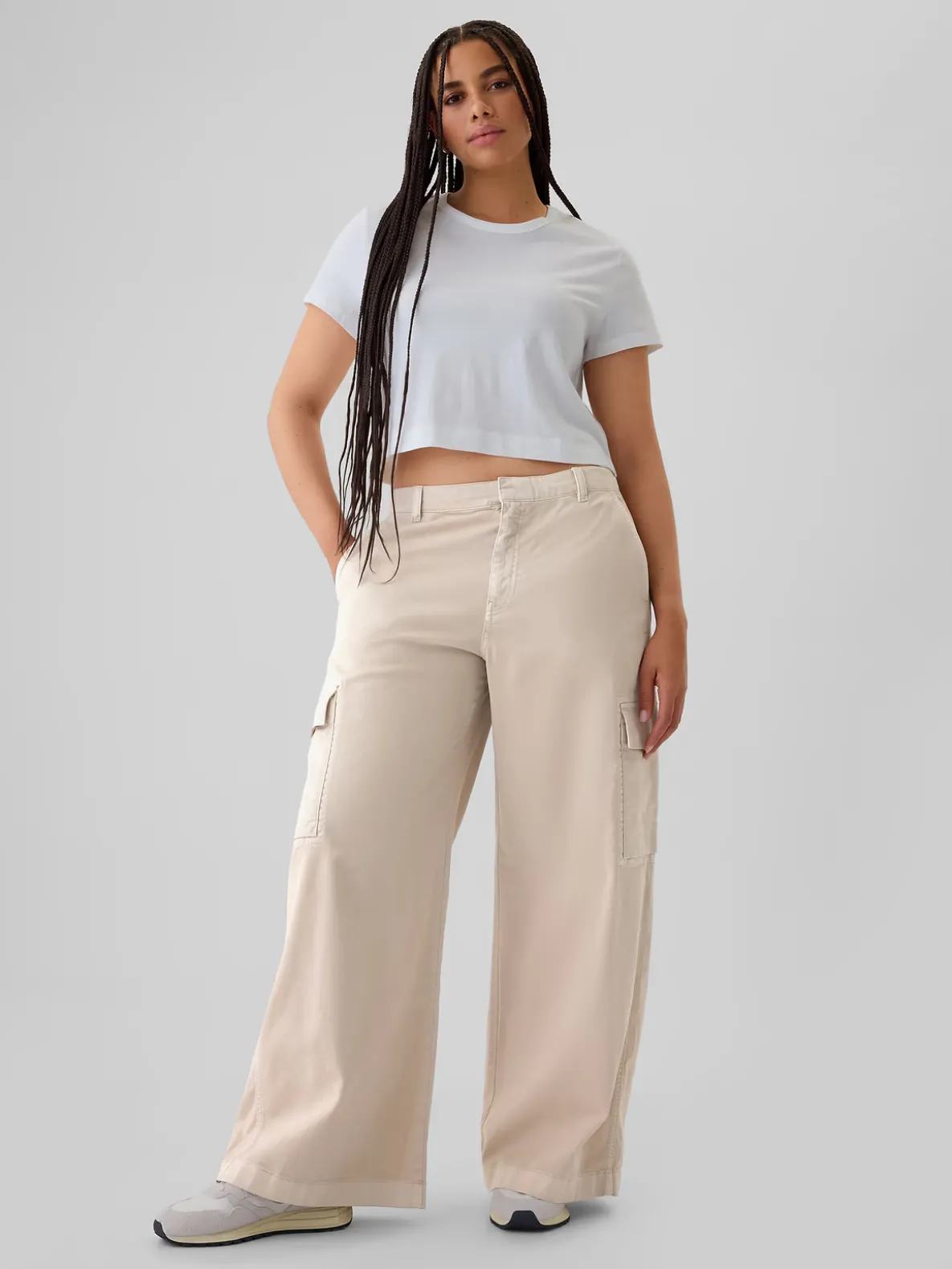 Mid Rise Cargo Baggy Khakis