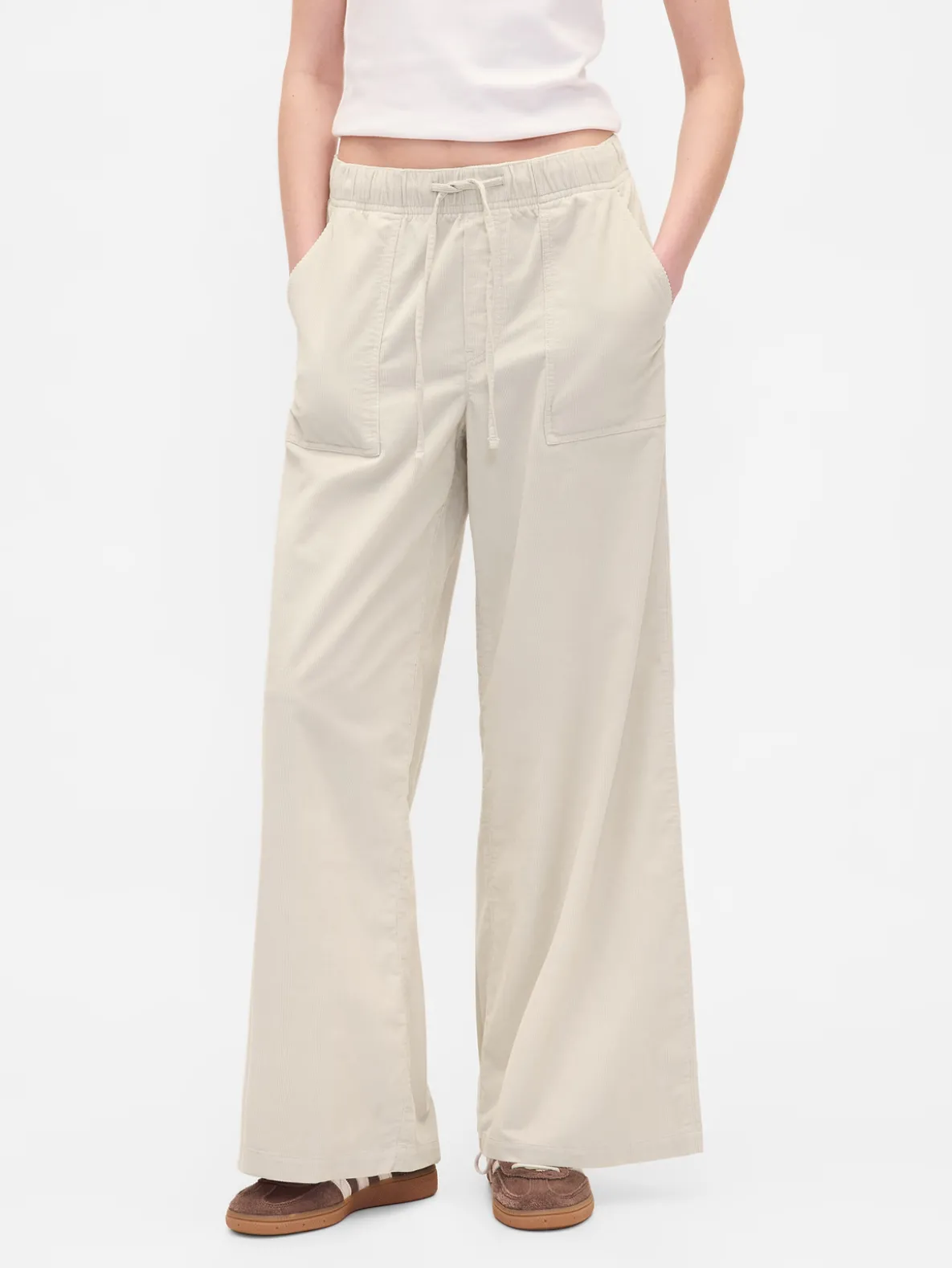 Mid Rise Corduroy Baggy Pants
