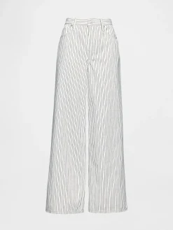 Mid Rise Denim Stripe Baggy Jeans