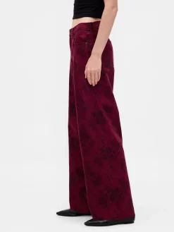 Mid Rise Floral Baggy Jeans