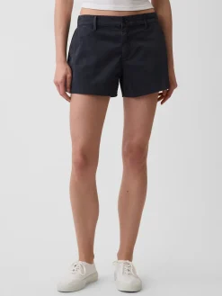 Mid Rise Khaki Shorts