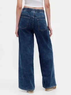 Mid Rise Knit Denim Baggy Jeans