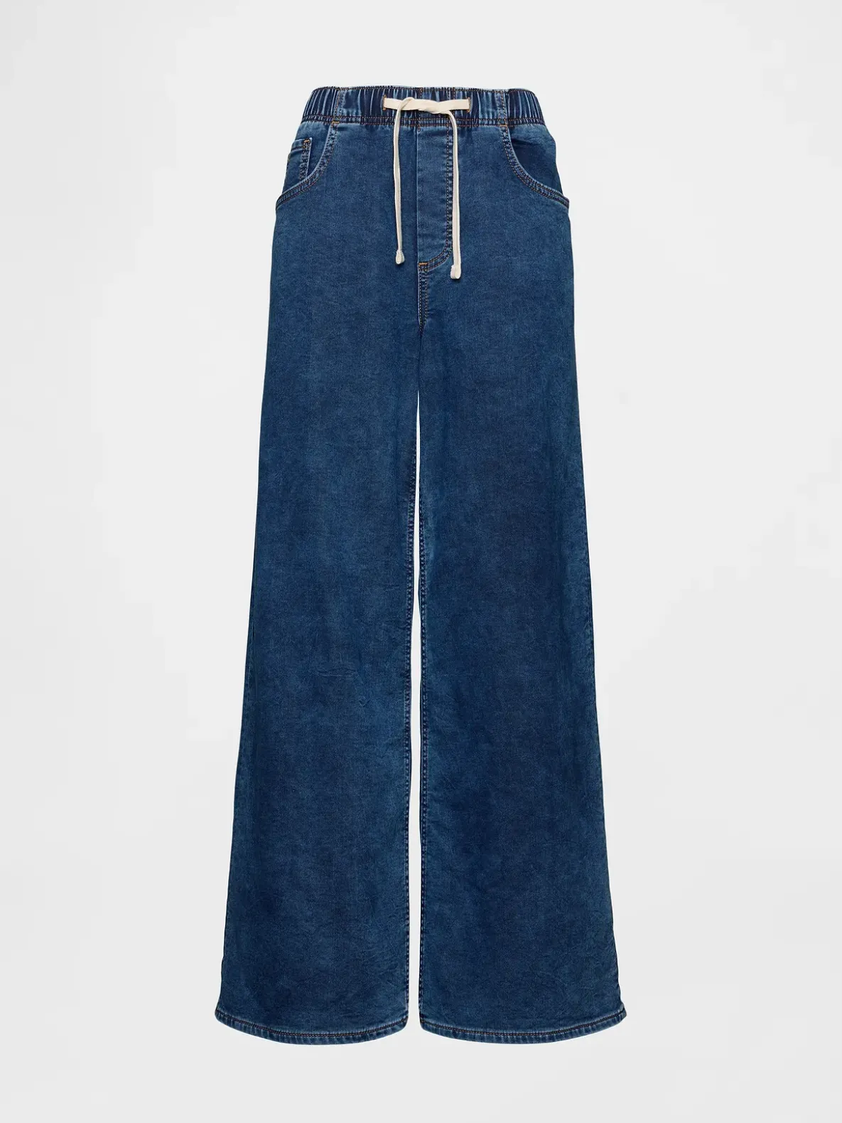 Mid Rise Knit Denim Baggy Jeans