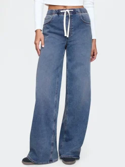 Mid Rise Knit Easy Baggy Jeans