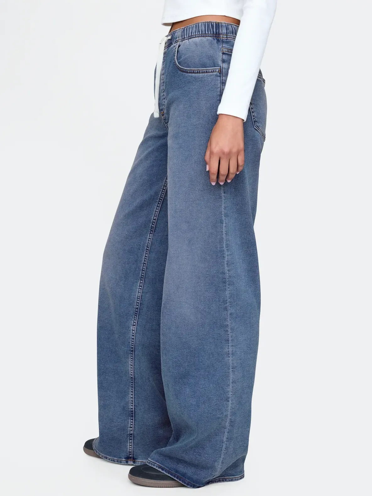 Mid Rise Knit Easy Baggy Jeans