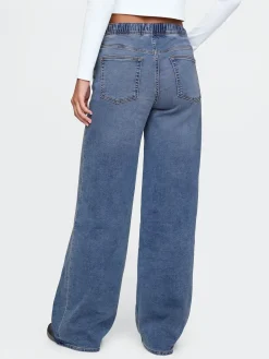 Mid Rise Knit Easy Baggy Jeans
