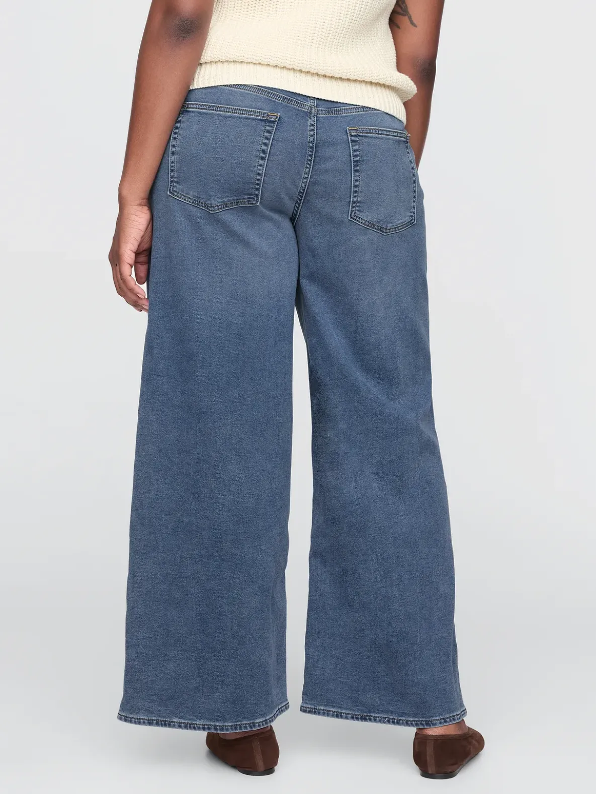 Mid Rise Knit Easy Baggy Jeans