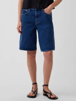 Mid Rise Longline Denim Shorts