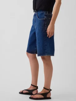 Mid Rise Longline Denim Shorts