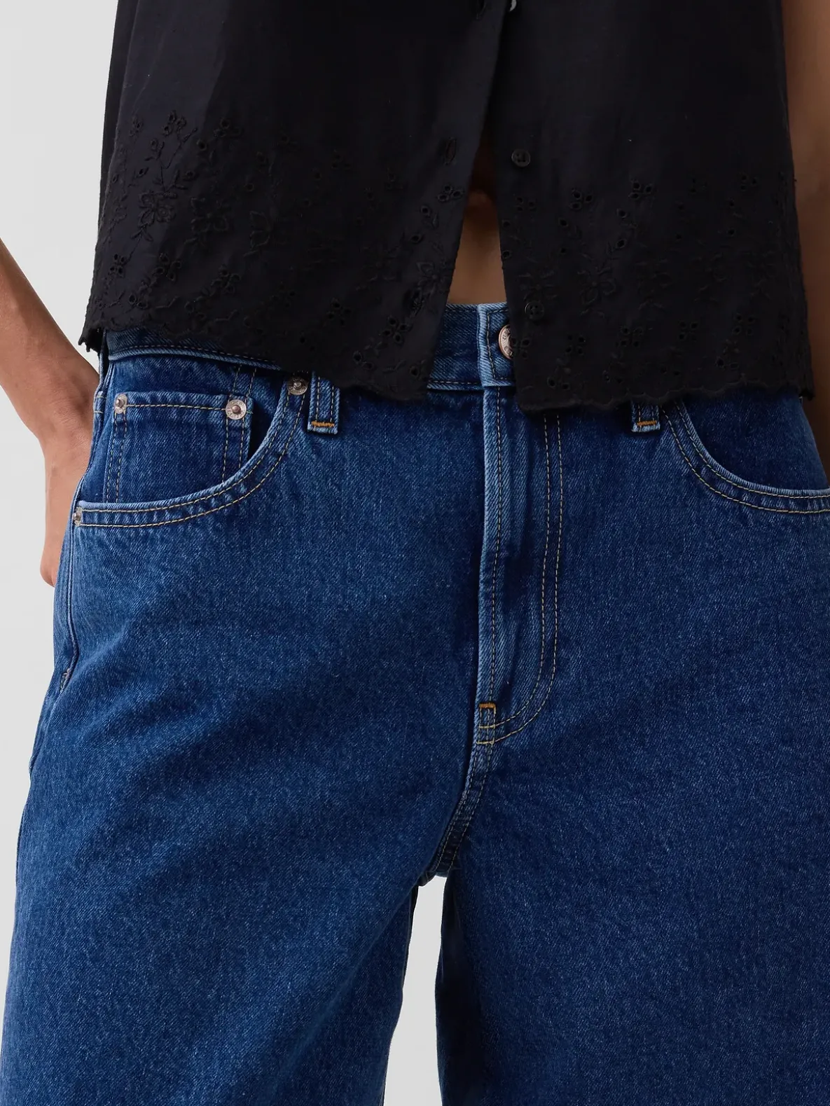 Mid Rise Longline Denim Shorts