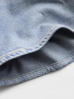Mid Rise Printed Knit Denim Shorts