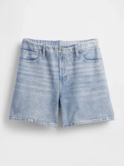 Mid Rise Printed Knit Denim Shorts