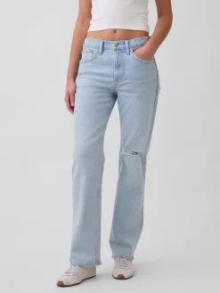 Mid Rise Relaxed Straight Jeans