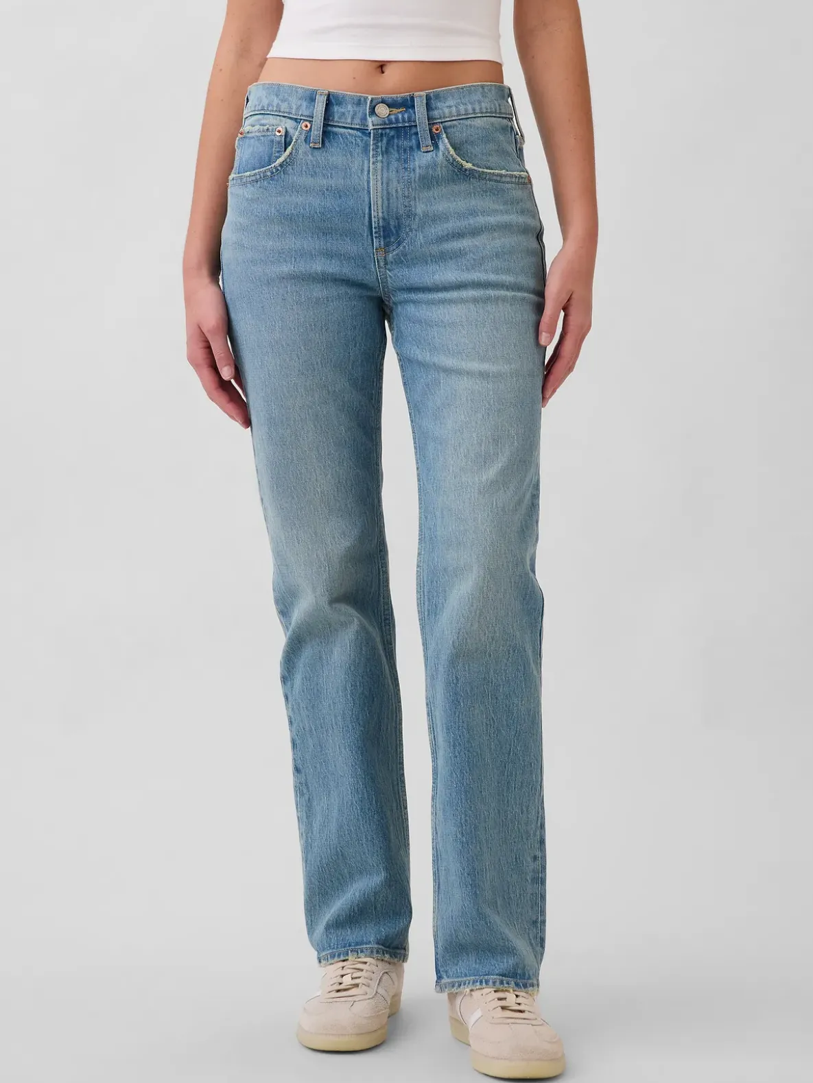 Mid Rise Relaxed Straight Jeans