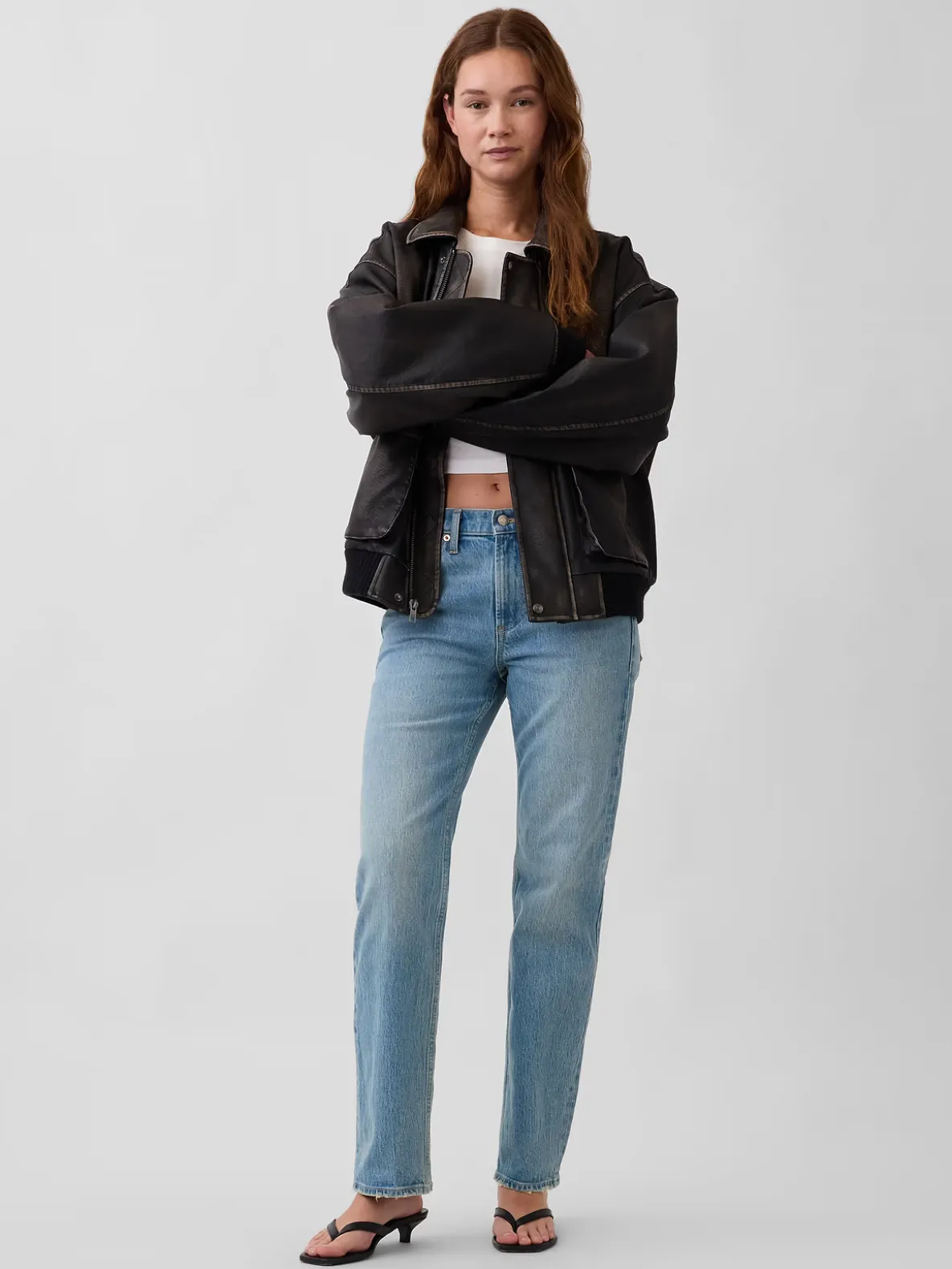 Mid Rise Relaxed Straight Jeans