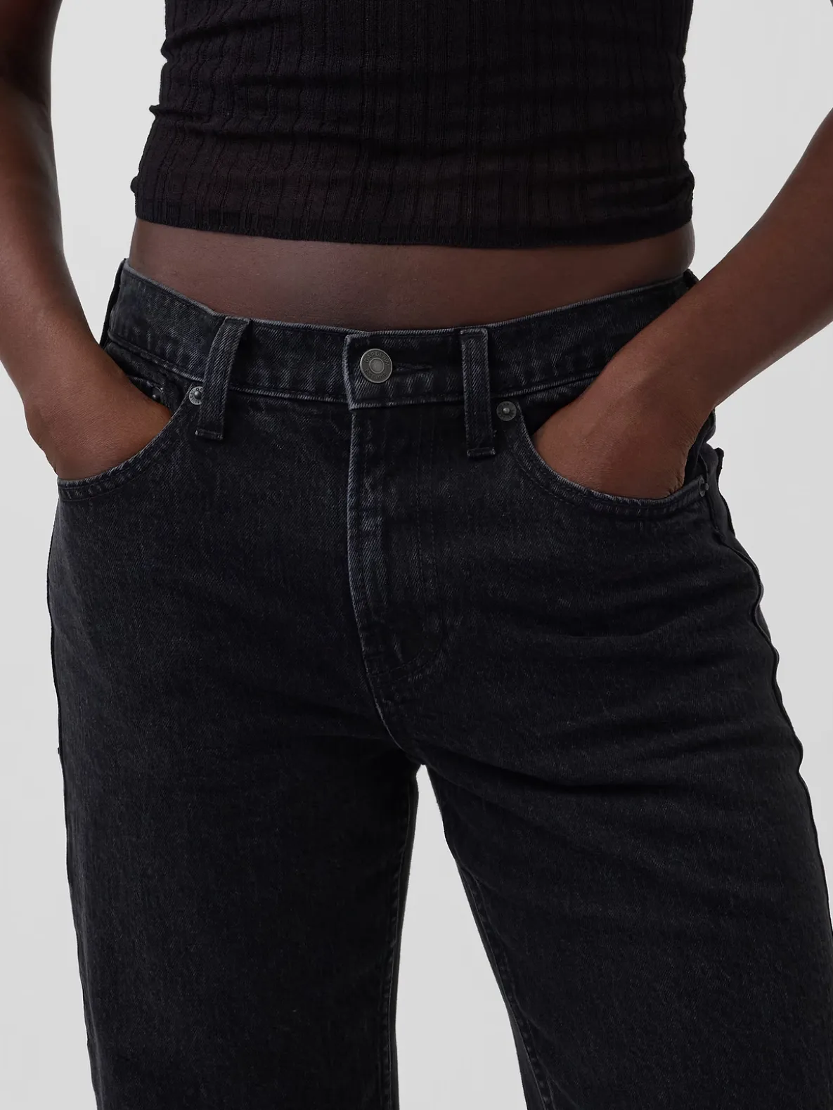 Mid Rise Relaxed Straight Jeans