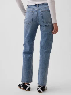 Mid Rise Relaxed Straight Jeans