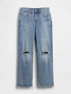 Mid Rise Relaxed Straight Jeans