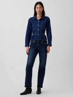 Mid Rise Relaxed Straight Jeans