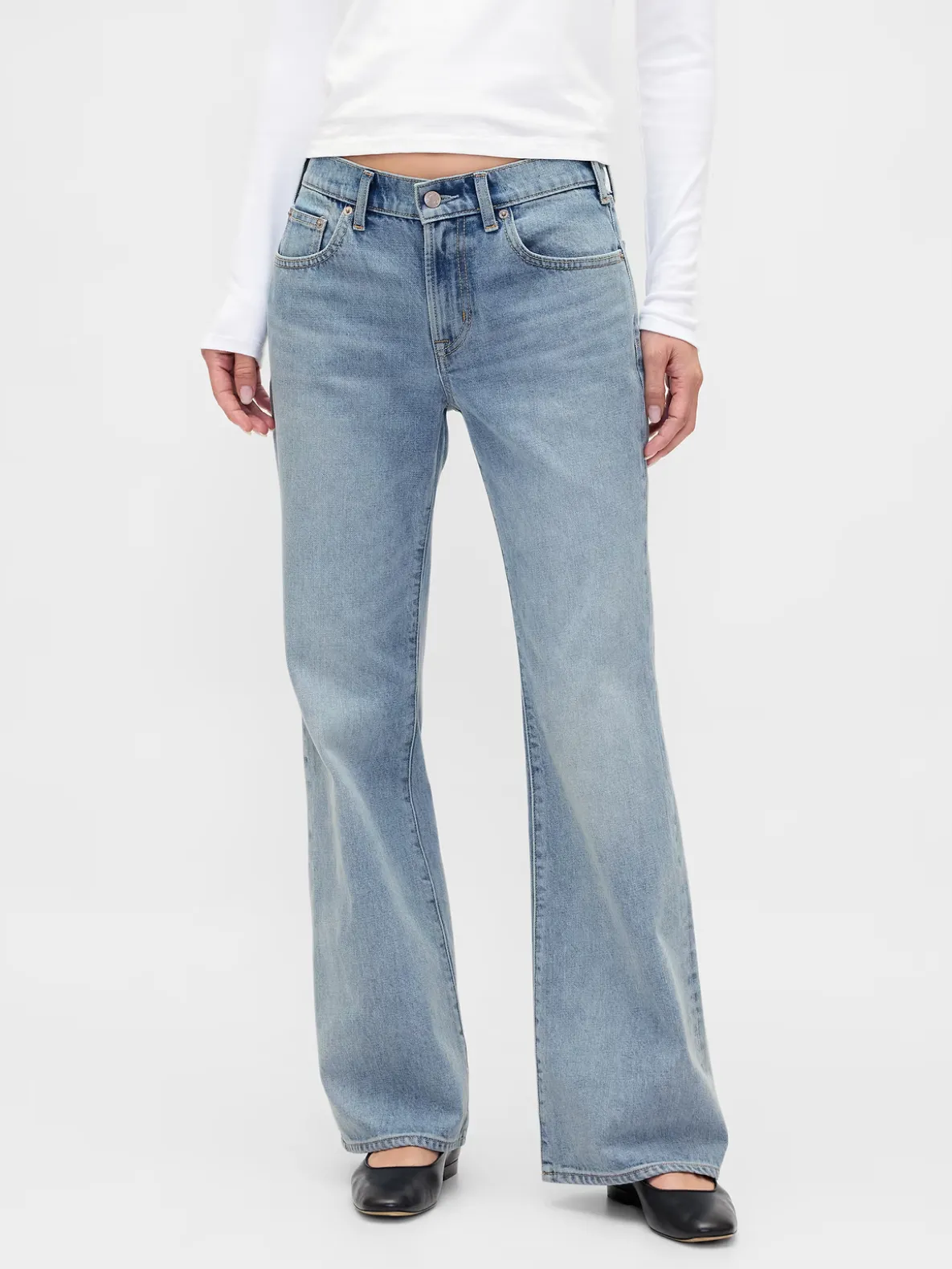 Mid Rise Rigid Relaxed Flare Jeans
