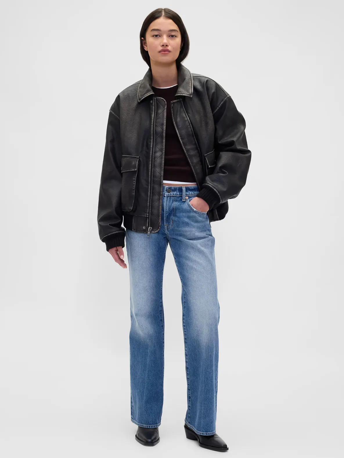 Mid Rise Rigid Relaxed Flare Jeans