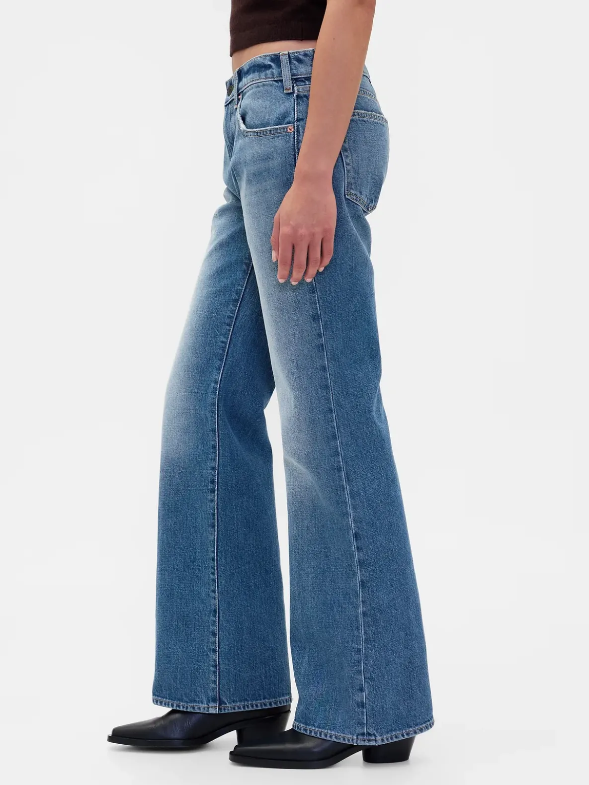 Mid Rise Rigid Relaxed Flare Jeans