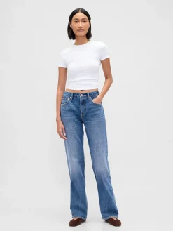 Mid Rise Rigid Relaxed Straight Jeans