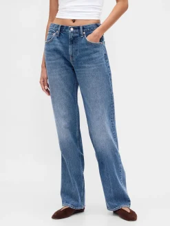 Mid Rise Rigid Relaxed Straight Jeans