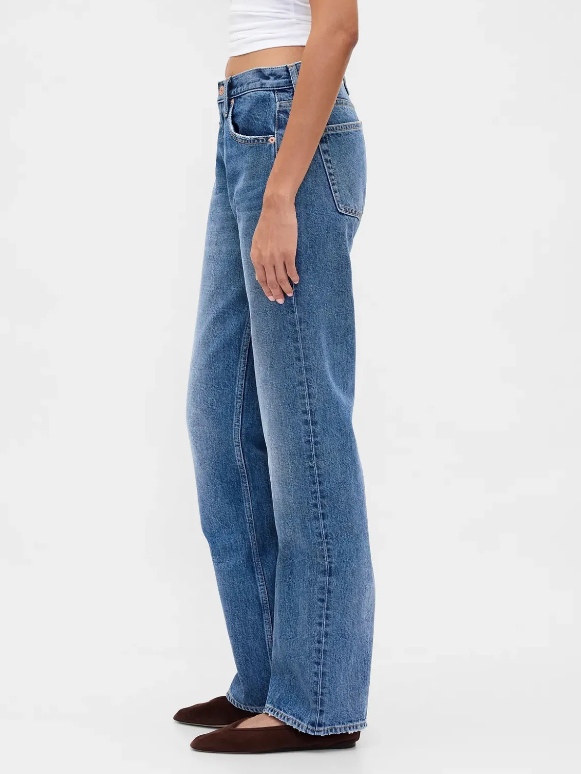 Mid Rise Rigid Relaxed Straight Jeans