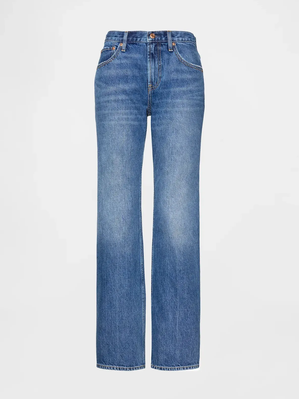 Mid Rise Rigid Relaxed Straight Jeans