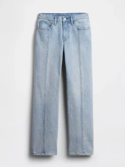 Mid Rise Seamed Relaxed Straight Jeans