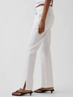 Mid Rise Split-Hem Relaxed Straight Jeans