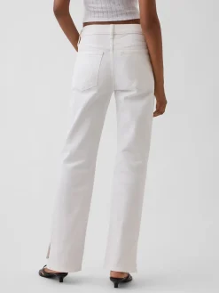Mid Rise Split-Hem Relaxed Straight Jeans
