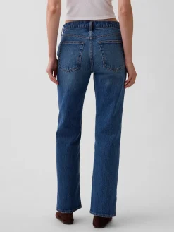 Mid Rise Split-Hem Relaxed Straight Jeans