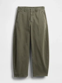 Mid Rise Twill Barrel Pants