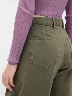 Mid Rise Twill Barrel Pants