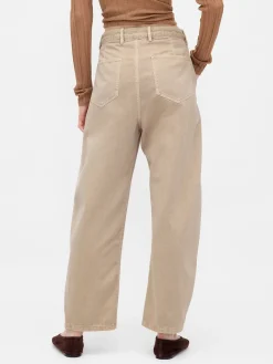 Mid Rise Twill Barrel Pants