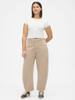 Mid Rise Twill Barrel Pants