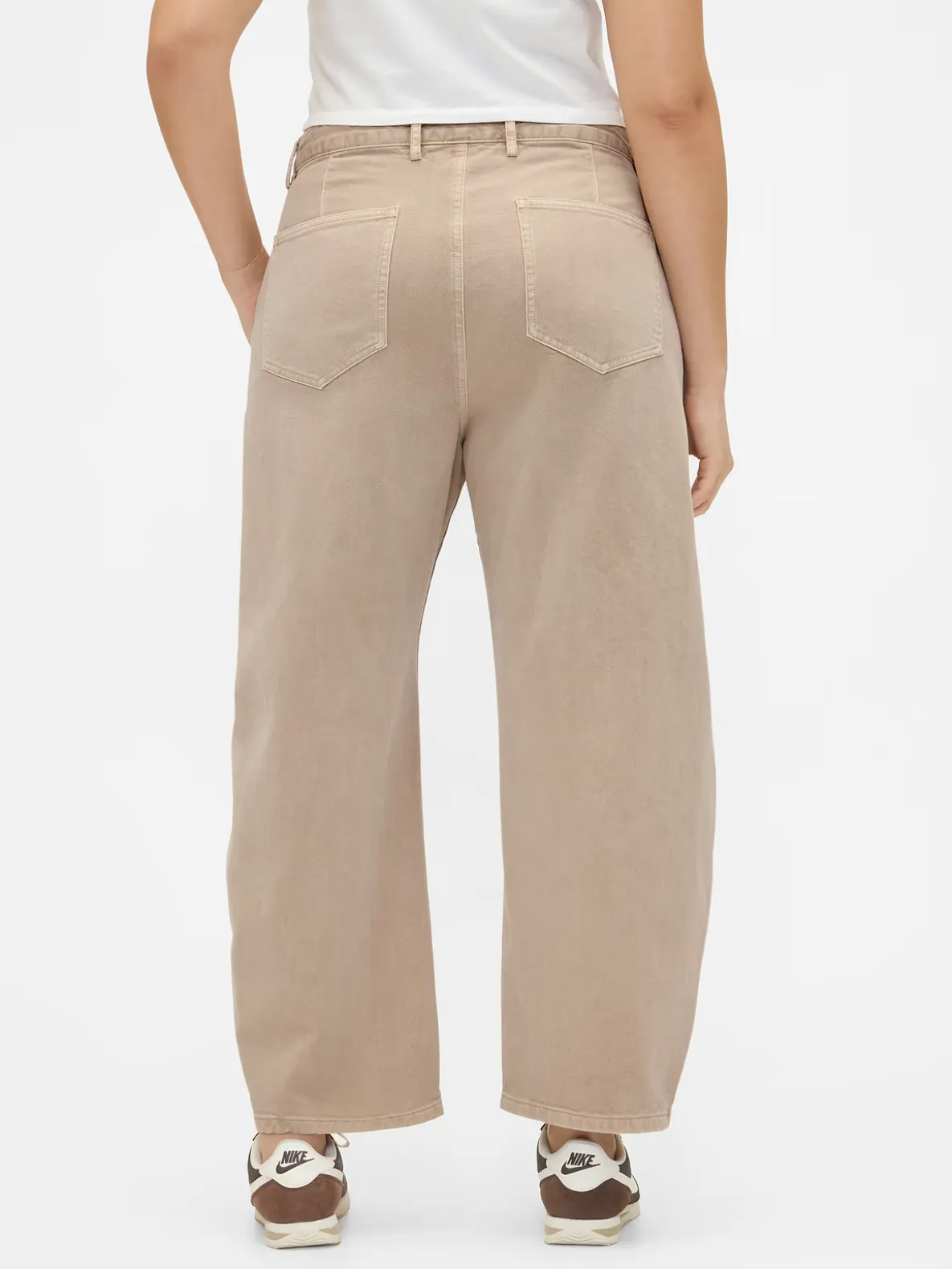 Mid Rise Twill Barrel Pants