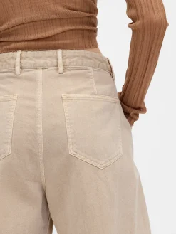 Mid Rise Twill Barrel Pants