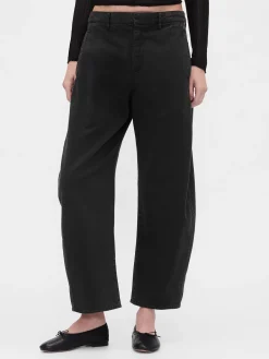 Mid Rise Twill Barrel Pants