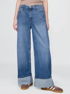 Mid Rise UltraSoft Cuffed Baggy Jeans